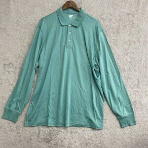 NWOT Lands' End Men's XXL Traditional Fit Long Sleeve Polo Shirt Blue Teal